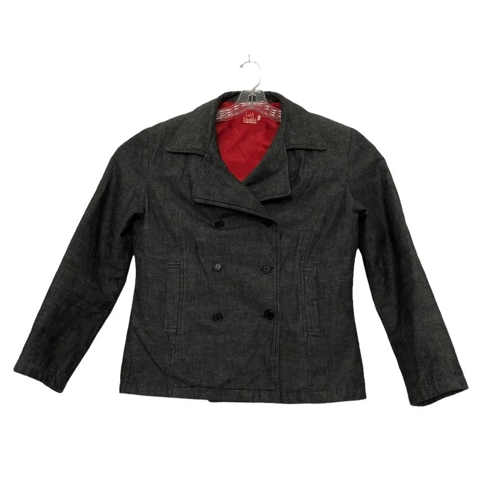 Lola Espeleta Women Blazer Size 3 Double Breasted Long Sleeve ‎ Notched Collar